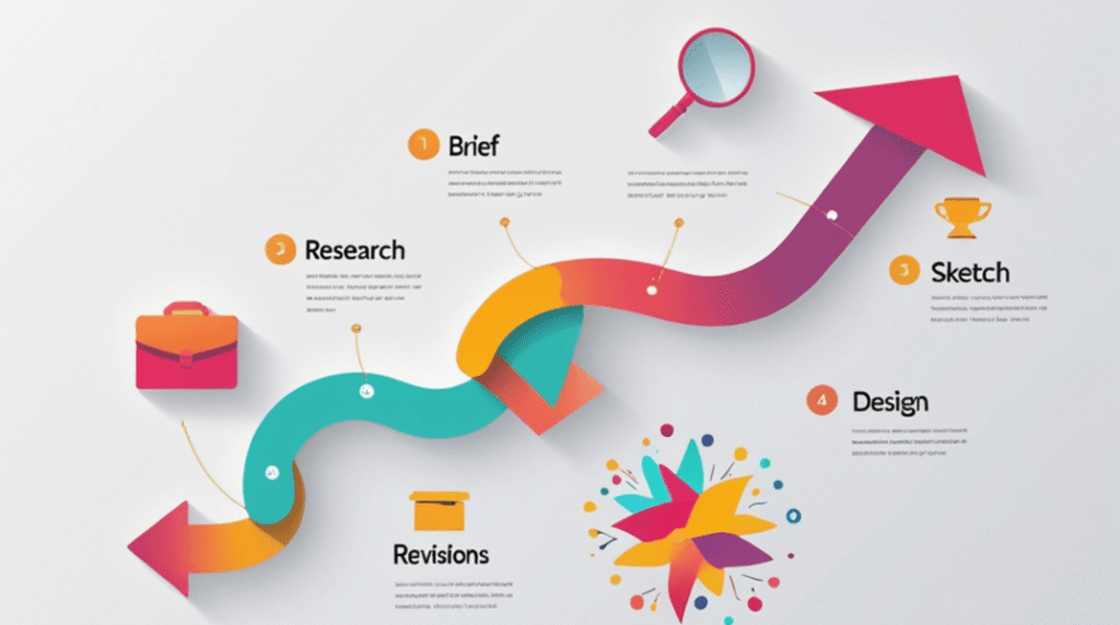 Step-by-step logo design process from concept to delivery